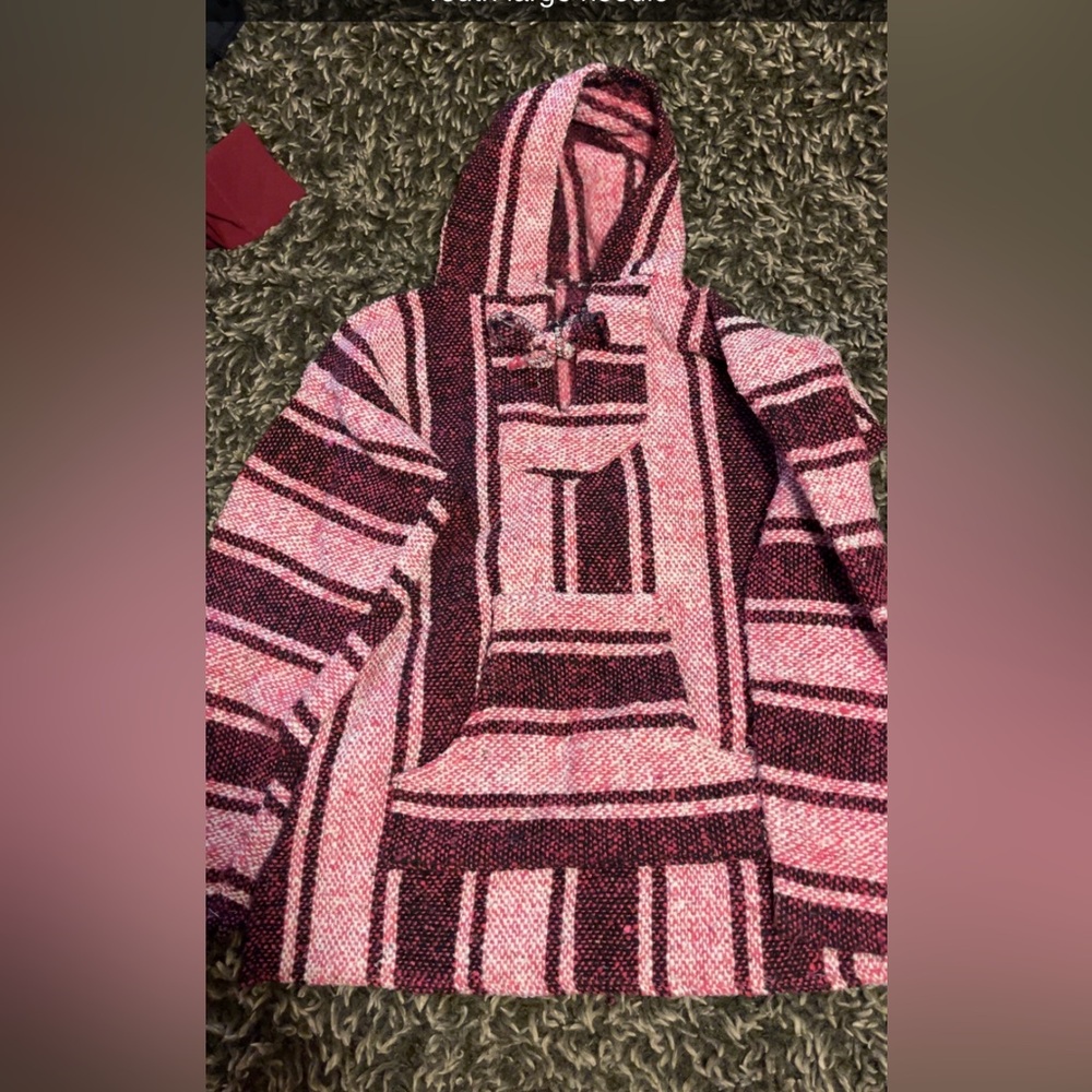 Pink and Black Striped Baja Hoodie